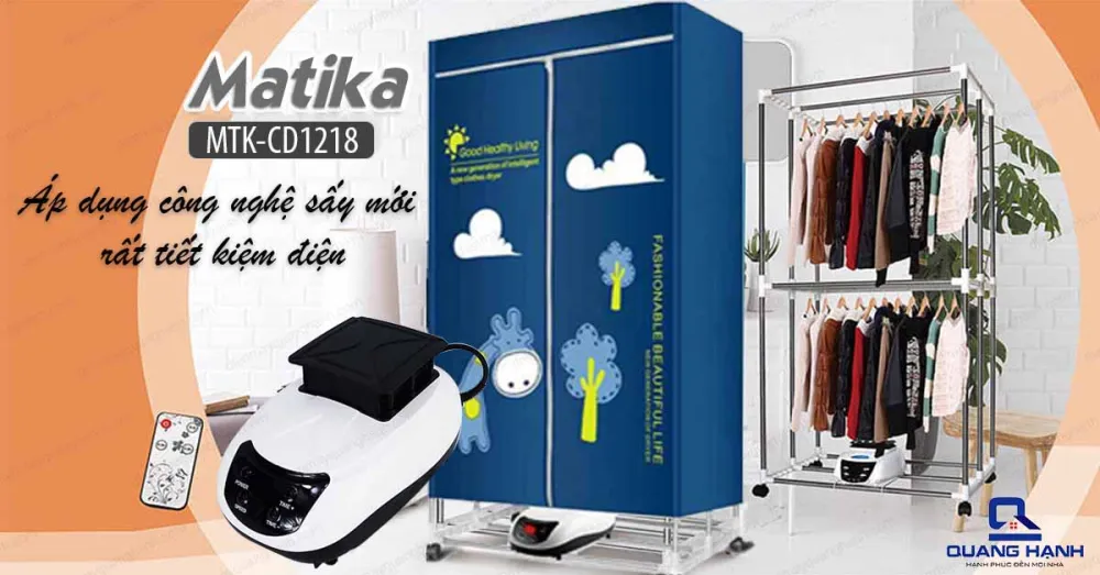 Tủ sấy quần áo Makita MTK-CD1218 áp dụng công nghệ sấy mới rất tiết kiệm điện.