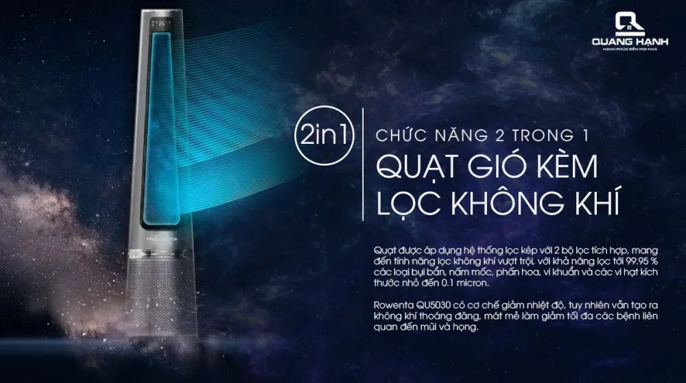 Quạt Không Cánh Kèm Lọc Không Khí Rowenta QU5030