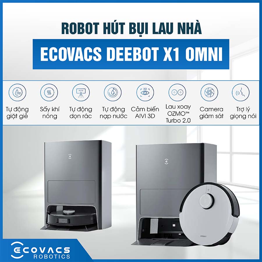 Robot Hút Bụi Lau Nhà Deebot X1 Omni Bản quốc tế