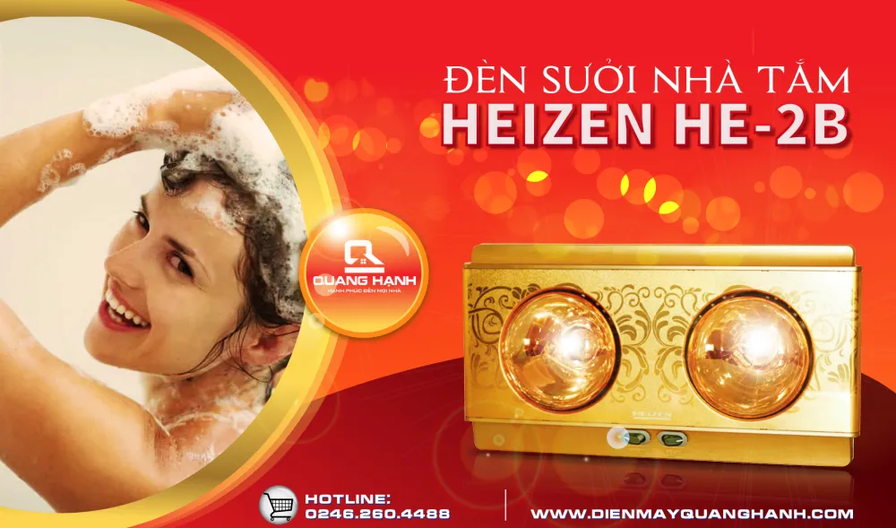 Đèn sưởi nhà tắm Heizen HE- 2B 2 bóng