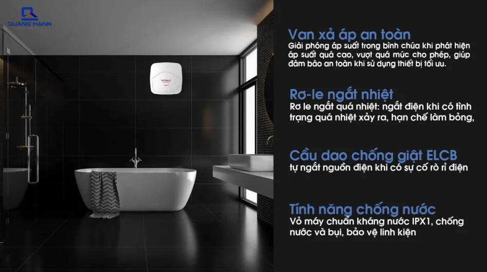 Bình nước nóng Ariston Vitaly 30 lít tích hợp nhiều tính năng an toàn