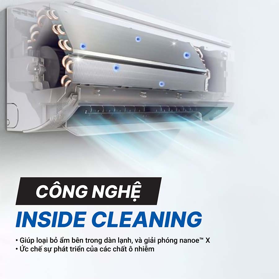 Panasonic CU/CS-XU12ZKH-8 tích hợp chức năng tự vệ sinh dàn lạnh Inside Cleaning