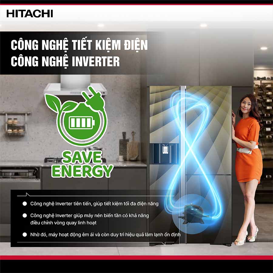 Tủ lạnh Hitachi Inverter 569 lít R-FM800XAGGV9X DIA