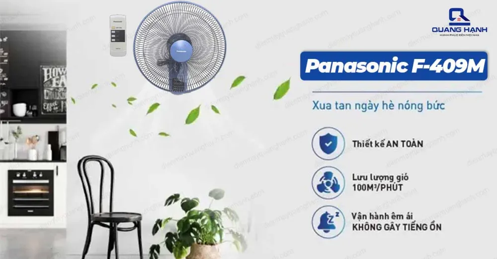 Quạt treo tường Panasonic F-409M có điều khiển
