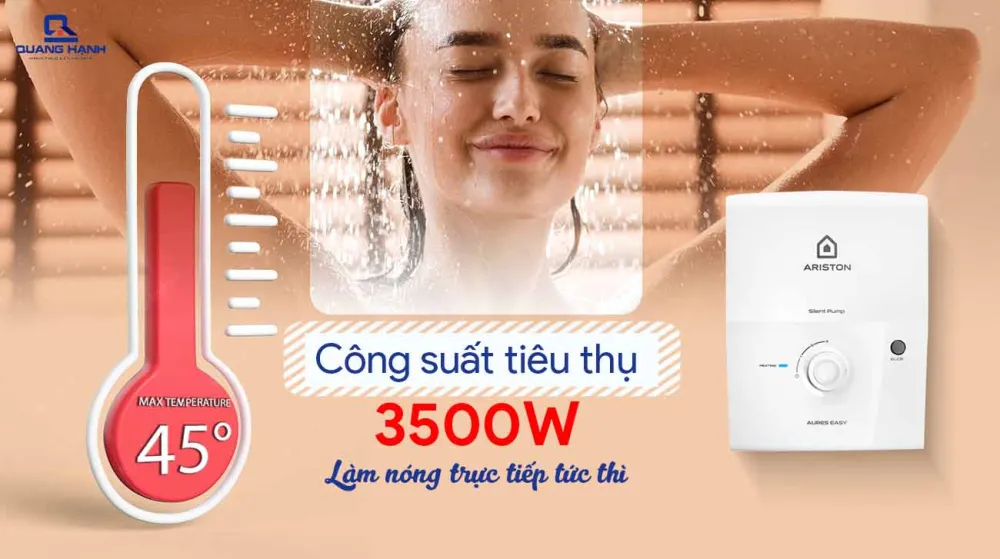 Máy nước nóng Ariston Aures Easy 3.5 làm nóng siêu nhanh