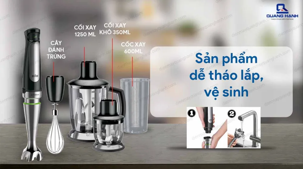 Máy xay cầm tay Braun MQ 7045 đa dạng phụ kiện
