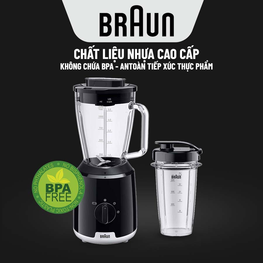 Máy xay sinh tố Braun JB1050BK KR cấu thành từ chất liệu an toàn sức khỏe