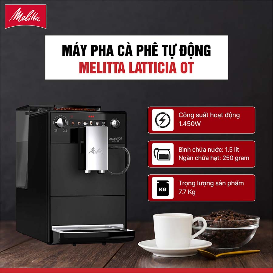 Máy pha cà phê tự động Melitta Latticia OT Đen