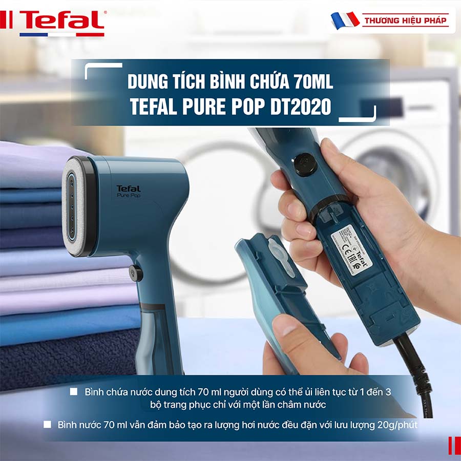 Bàn ủi hơi nước cầm tay TEFAL Pure Pop DT2020 - 1300W