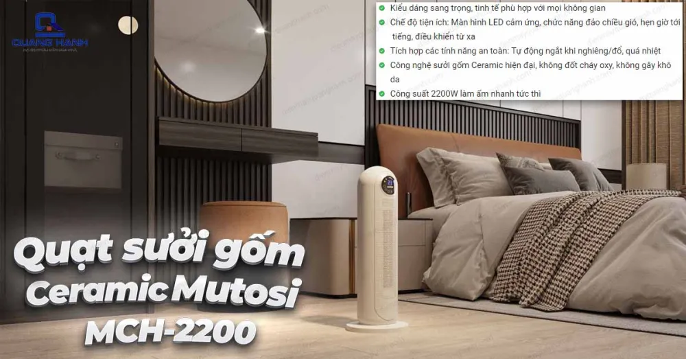 Quạt sưởi gốm Ceramic Mutosi MCH-2200