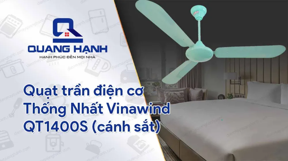 Quạt trần điện cơ Thống Nhất Vinawind QT1400S thiết kế đơn giản, chắc chắn