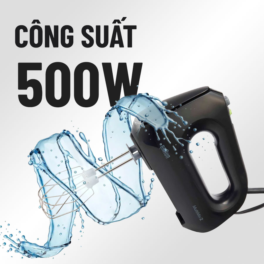 Máy trộn cầm tay Braun HM2110BK công suất 500W mạnh mẽ