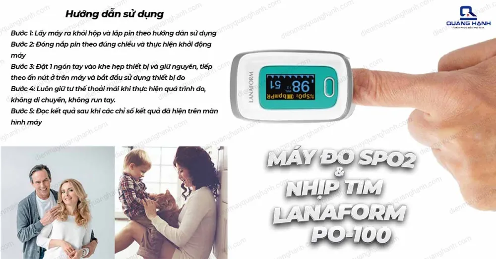 MÁY ĐO SPO2 VÀ NHỊP TIM LANAFORM PO-100