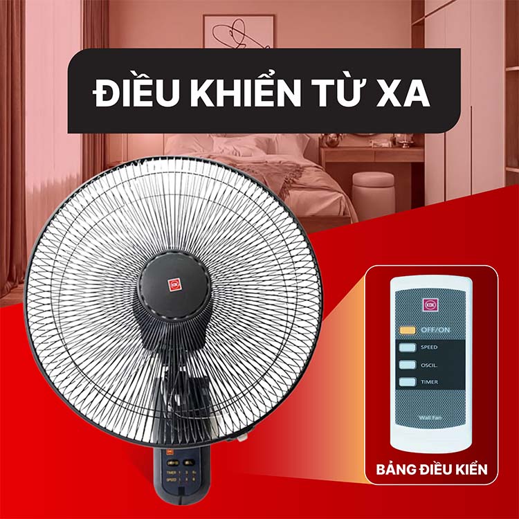 Quạt treo tường KDK M40M có điều khiển