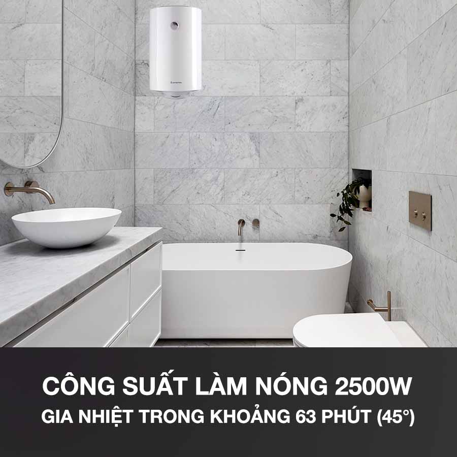 Ariston PRO R 50 V 2.5 FE hoạt động với công suất mạnh mẽ 2500W