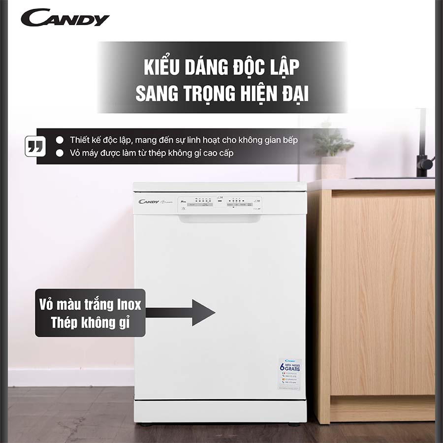 Máy rửa bát 13 bộ Candy CDPN 1L390PW
