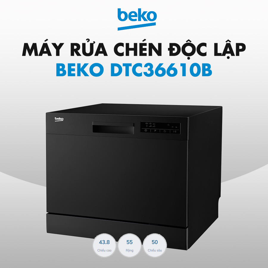 Máy rửa bát mini Beko DTC36610B thiết kế nhỏ gọn, chất liệu bền bỉ