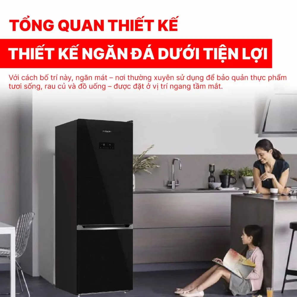 Tủ lạnh Hitachi Inverter 323 lít HRBN6340DGBKVN