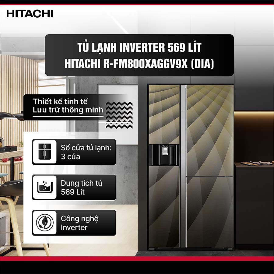 Tủ lạnh Hitachi Inverter 569 lít R-FM800XAGGV9X DIA
