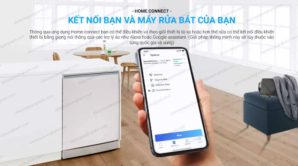 Điều khiển thông qua điện thoại với ứng dụng Home Connect