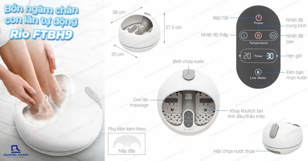 Bồn ngâm chân con lăn tự động Rio FTBH9
