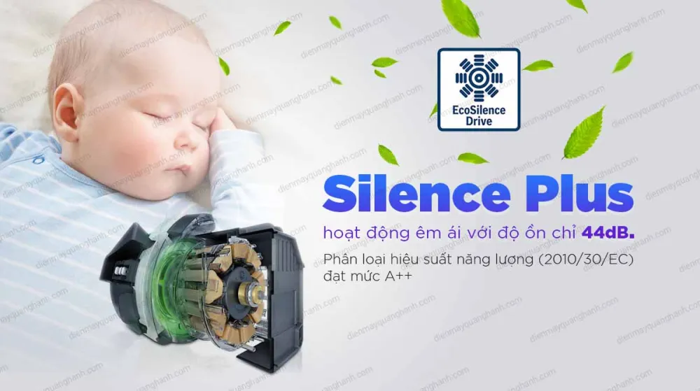 Hoạt động êm ái với độ ồn thấp nhờ động cơ không chổi than EcoSilence Drive