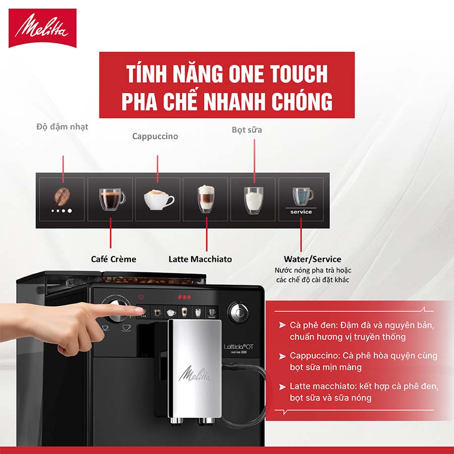 Máy pha cà phê tự động Melitta Latticia OT Đen