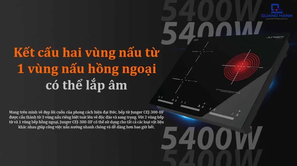 Bếp từ hồng ngoại ba vùng nấu Junger CEJ-300-IIF