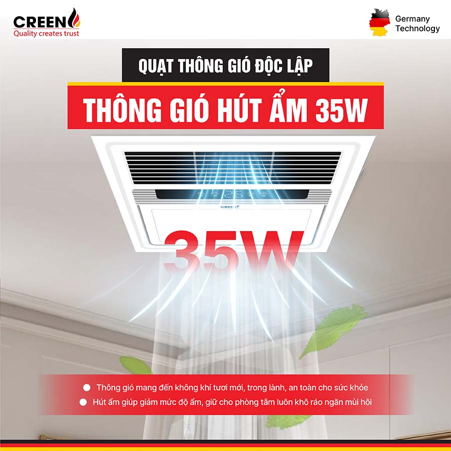 Quạt sưởi nhà tắm thông minh CREEN CR-SMH 636 Plus
