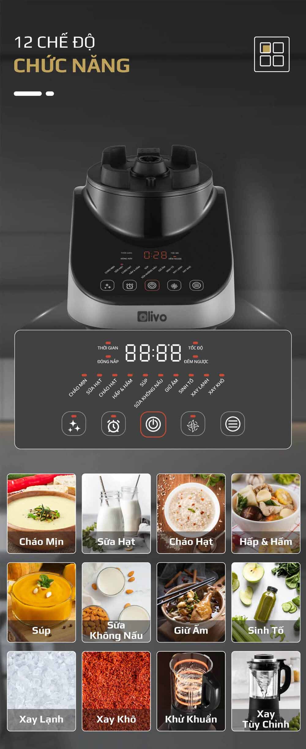 12 chế độ chức năng nấu