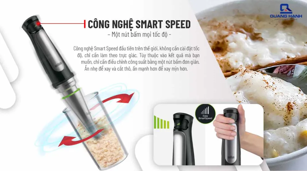 Máy xay cầm tay Braun MQ 7045 tăng giảm tốc độ tiện lợi