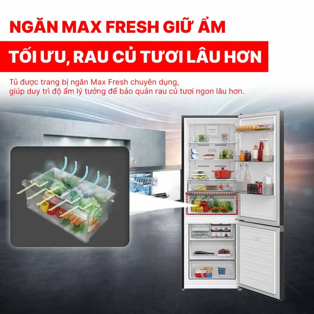 Tủ lạnh Hitachi Inverter 323 lít HRBN6340DGBKVN