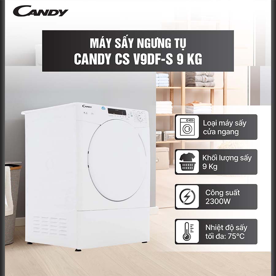Máy sấy Candy CS V9DF-S 9 kg