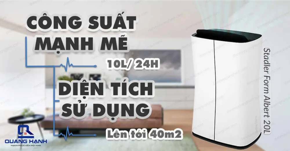 Máy hút ẩm Stadler Form Theo 10L có công suất mạnh mẽ cùng diện tích sử dụng lớn lên đến 40m2