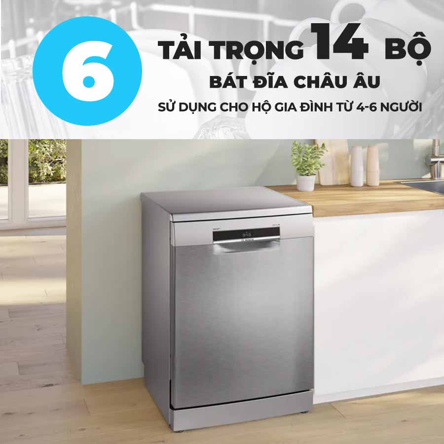 Máy rửa bát Bosch SMS6ECI11E dung tích rửa 14 bộ đồ ăn châu Âu