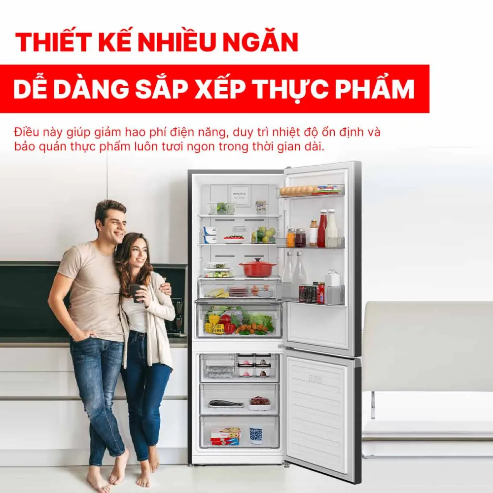 Tủ lạnh Hitachi Inverter 323 lít HRBN6340DGBKVN