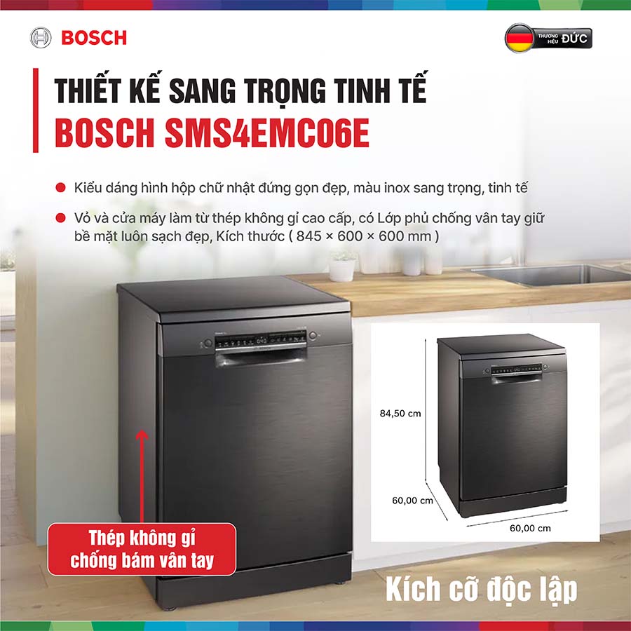 Máy rửa bát độc lập Bosch SMS4EMC06E