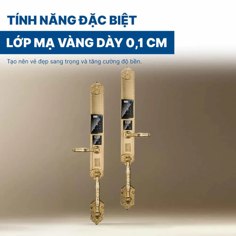 Khoá điện tử Hyundai đại sảnh HY-SLC8820 Gold App wifi mạ Vàng 24K