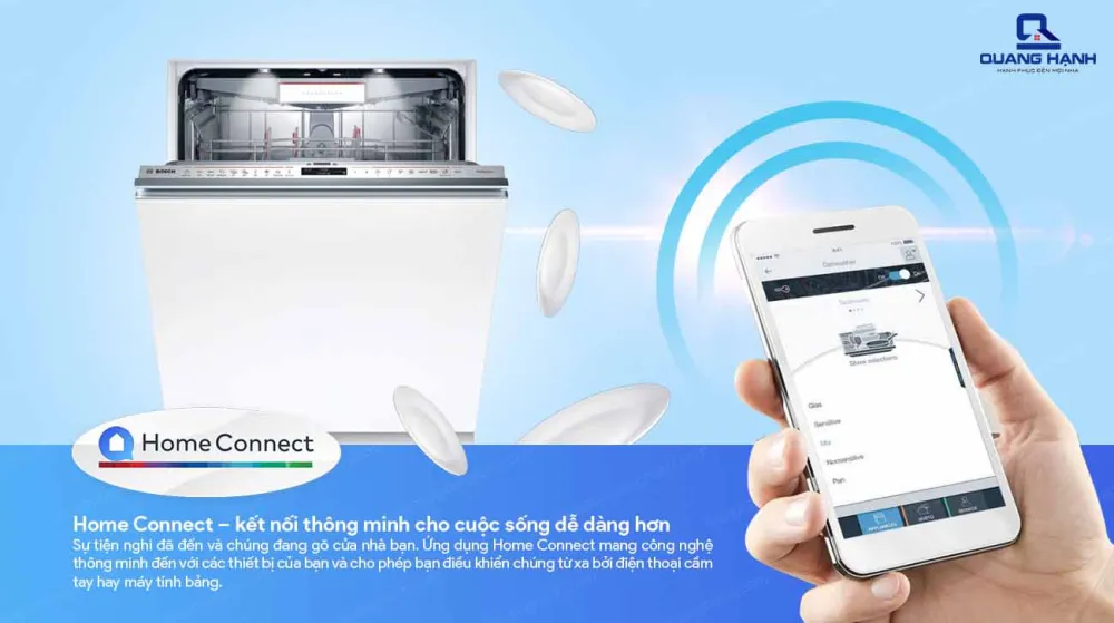 Công nghệ Home Connect giúp bạn kết nối và điều khiển máy rửa bát từ xa