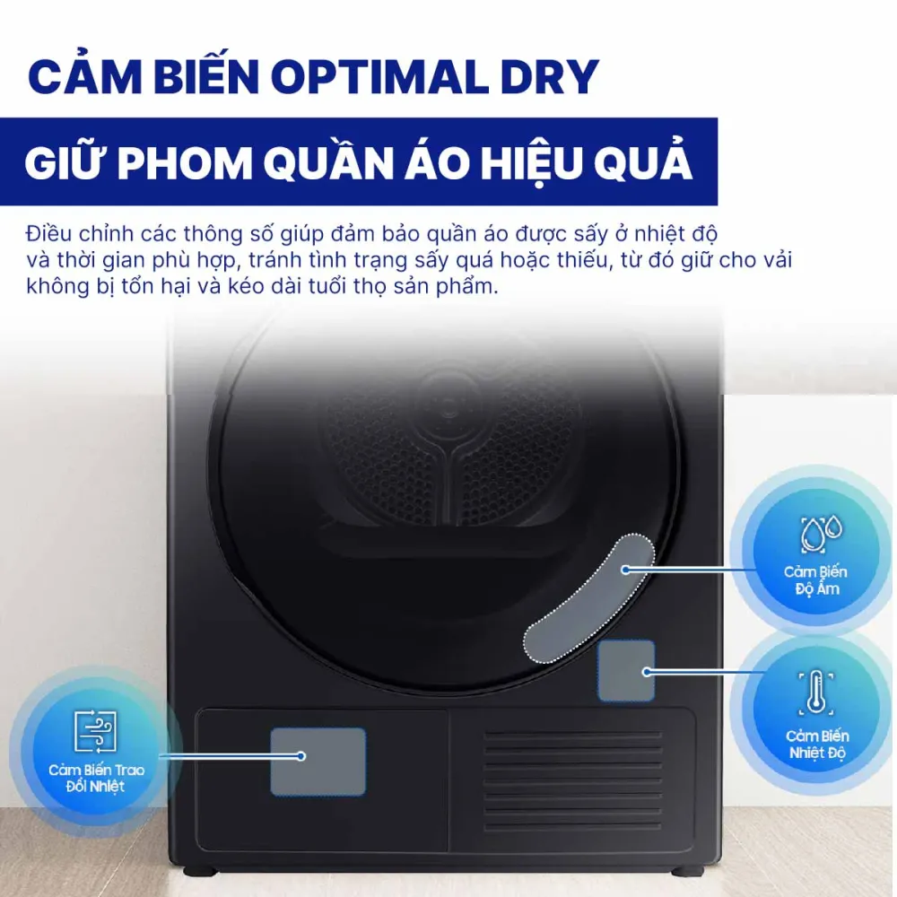 Máy sấy bơm nhiệt Samsung Inverter 9 kg DV90T7240BB/SV