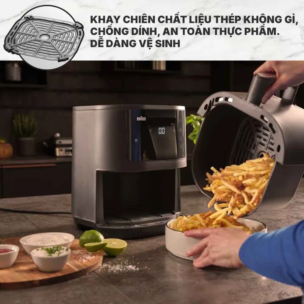 Nồi chiên không dầu Braun HF3030 vệ sinh dễ dàng
