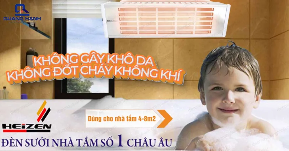 Đèn sưởi nhà tắm Heizen HE- IT610 không gây khô da và đốt cháy không khí.