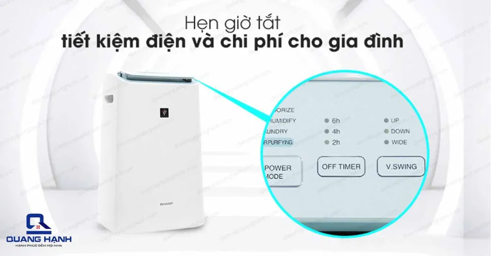 Máy hút ẩm Sharp DW 16FAW trang bị chức năng hẹn giờ tắt giúp tiết kiệm điện và chi phí cho gia đình.