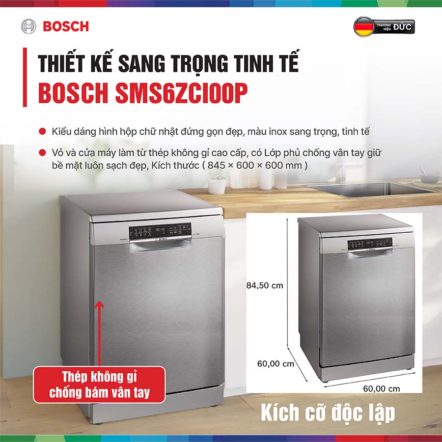 Máy rửa bát Bosch SMS6ZCI00P mẫu mới 2025
