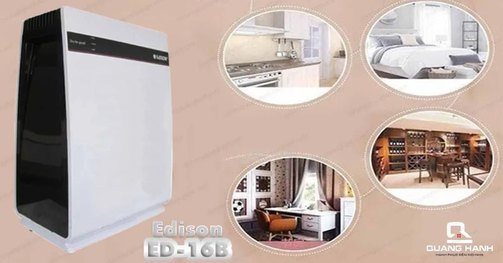 Máy hút ẩm Edison ED16B có diện tích sử dụng phù hợp với phòng từ 20-30m2