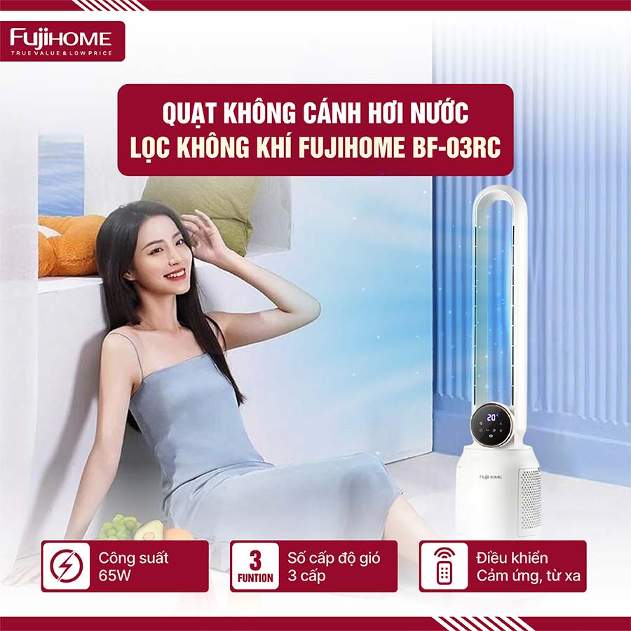 Quạt không cánh hơi nước tích hợp lọc không khí Fujihome BF-03RC