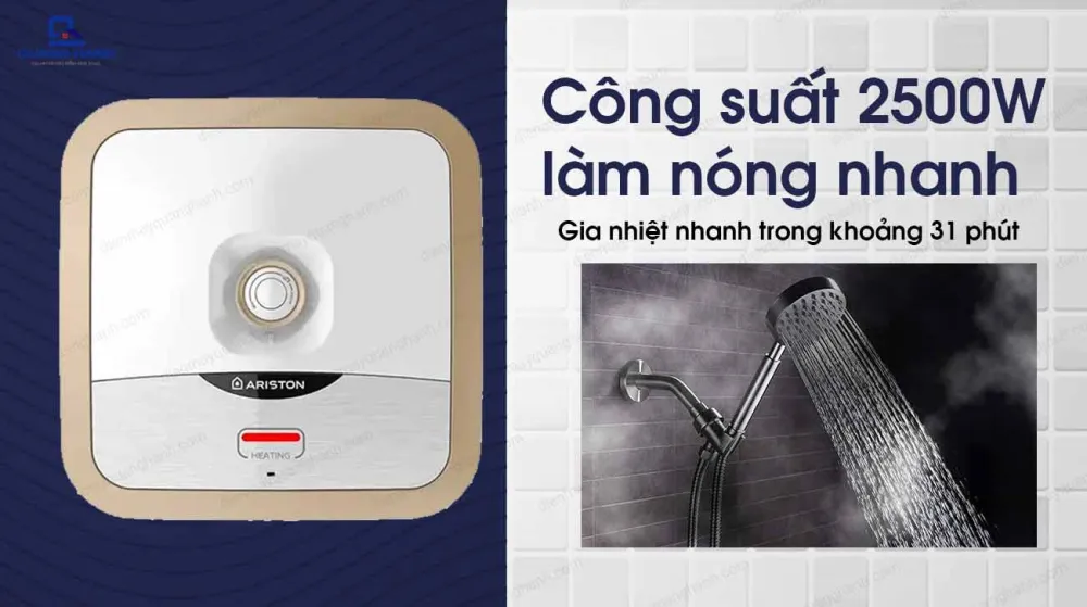 Bình nóng lạnh 30L Ariston AN2 30R 2.5 FE có công suất 2500W làm nóng nhanh