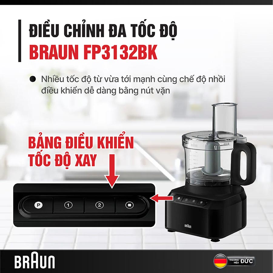 Braun FP3132BK vận hành đơn giản, linh hoạt chỉ với một nút bấm