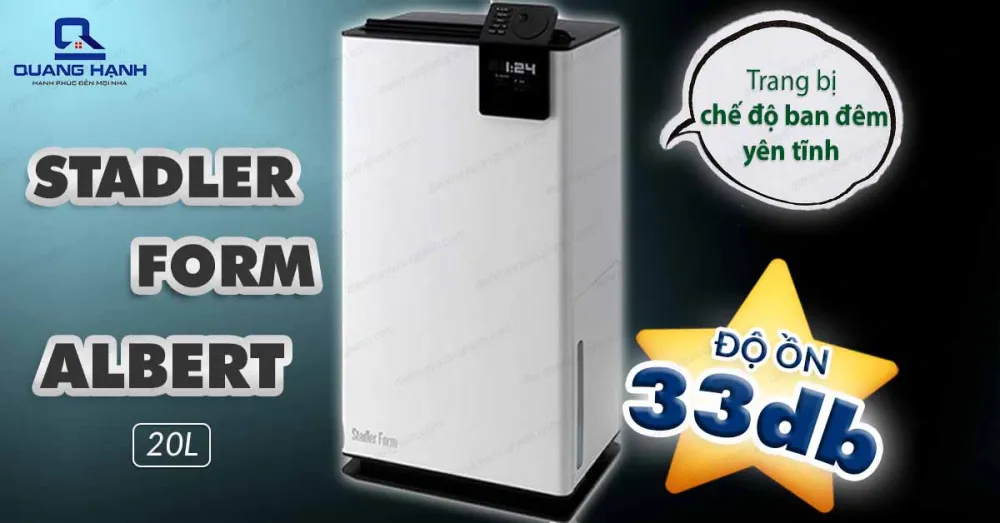 Máy hút ẩm Stadler Form Albert-20l có độ ồn 33db tức máy hoạt động cực kỳ êm ái
