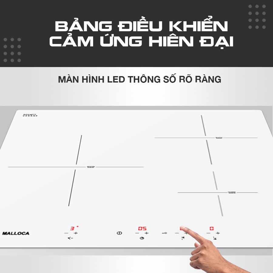 Bếp Từ 3 Vùng Nấu Malloca MI 593 WN